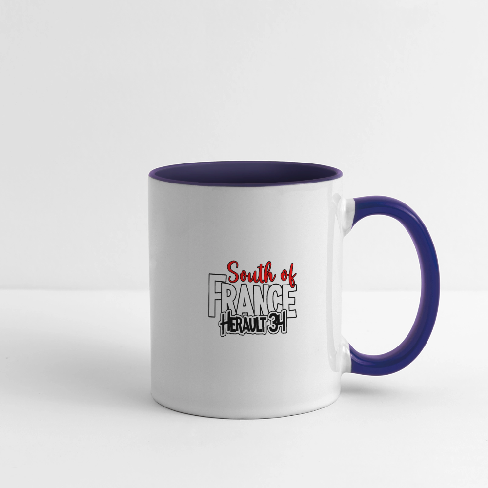 Mug panoramique contrasté et blanc - Droitier - blanc/bleu cobalt