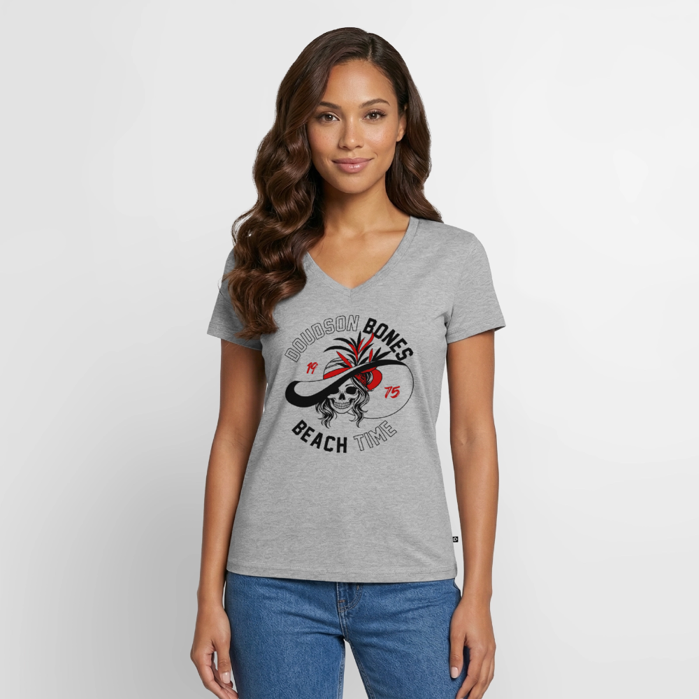 Bones - Beach time - T-shirt encolure en V Premium bio Femme - gris chiné