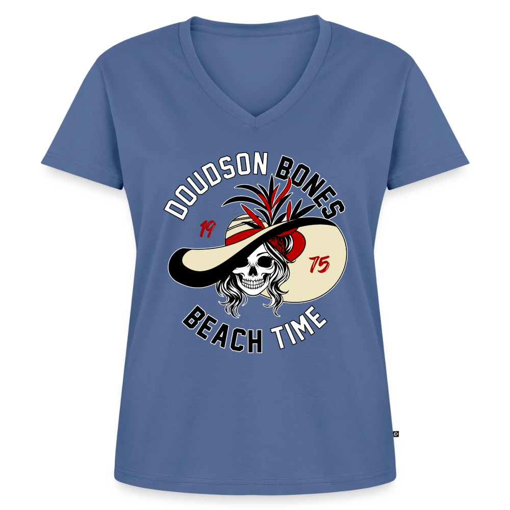 Bones - Beach time - T-shirt encolure en V Premium bio Femme - bleu pigeon