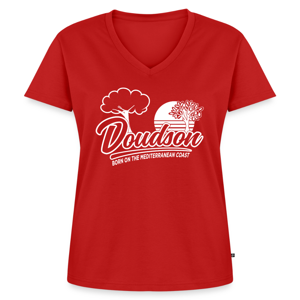 T-shirt moto femme Sport Glide col V – DOUDSON Factory Racing - rouge