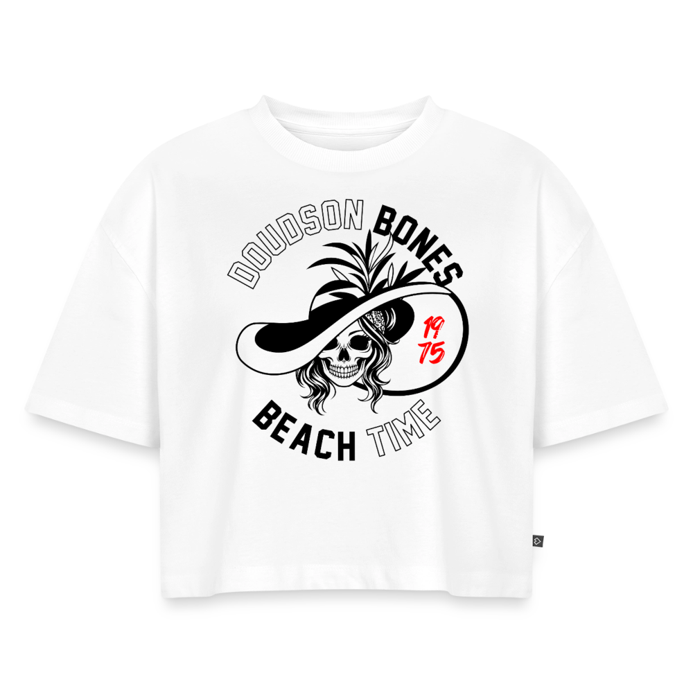 Bones - Beach time - Black - Crop top Premium bio Oversize - blanc