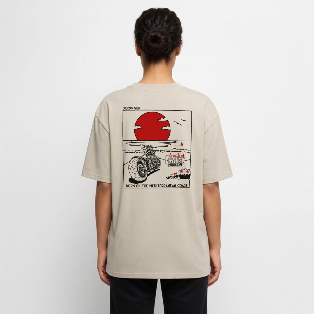 T-shirt Premium bio oversize Unisexe - DOUDSON WILD - Plage - beige