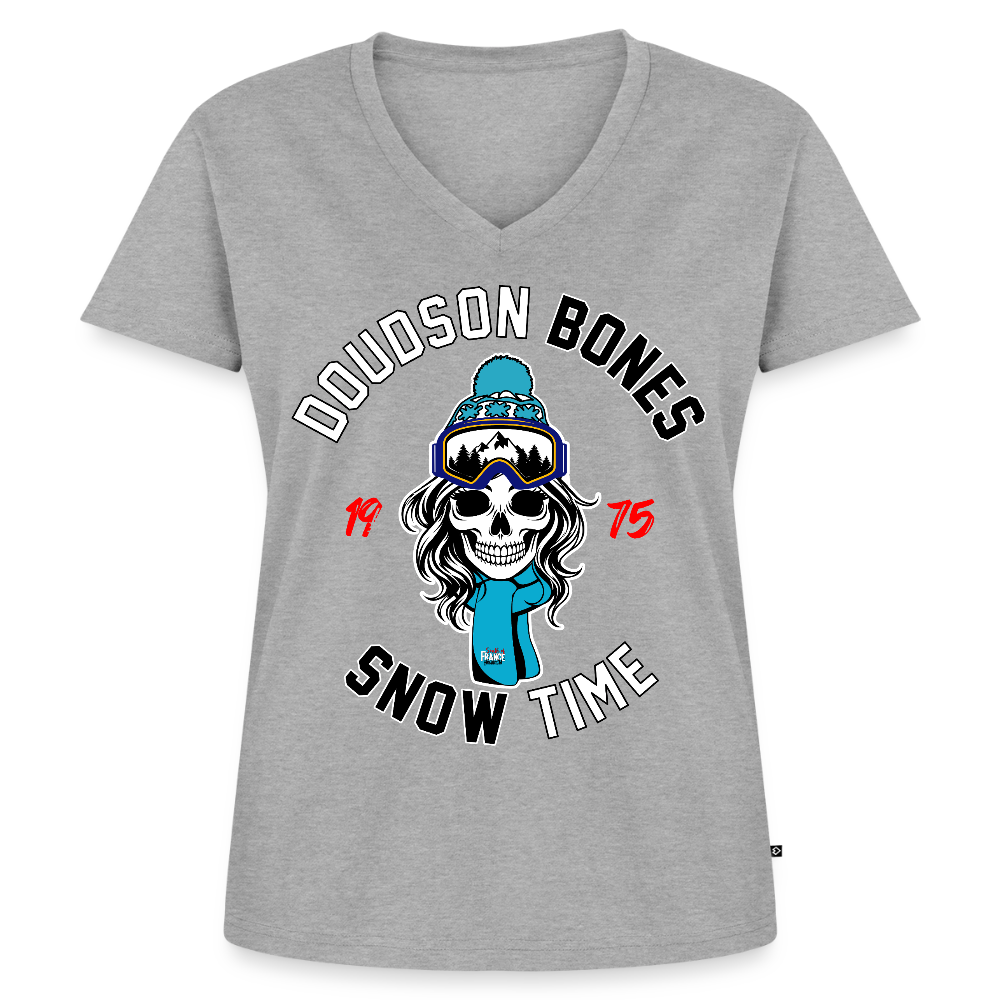 Bones - SNOW couleur - en V Premium bio Femme - gris chiné