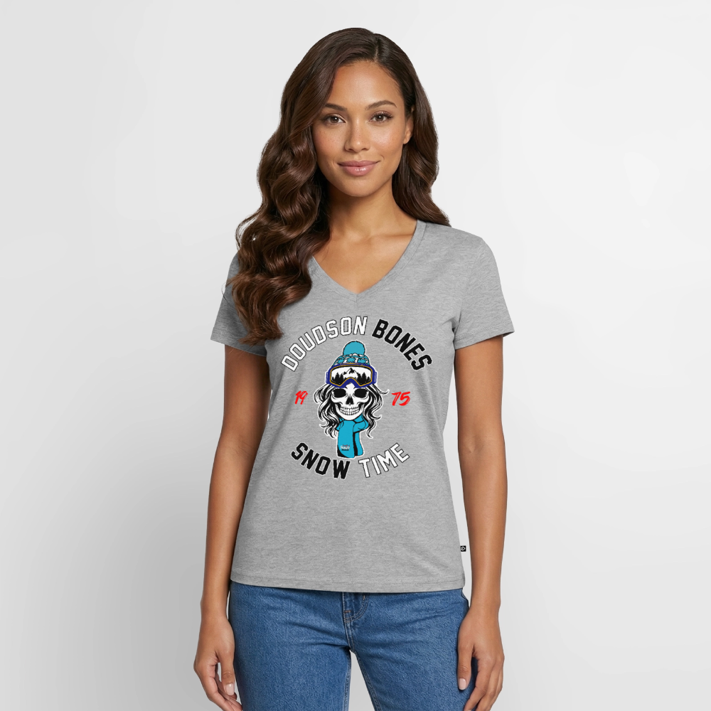 Bones - SNOW couleur - en V Premium bio Femme - gris chiné