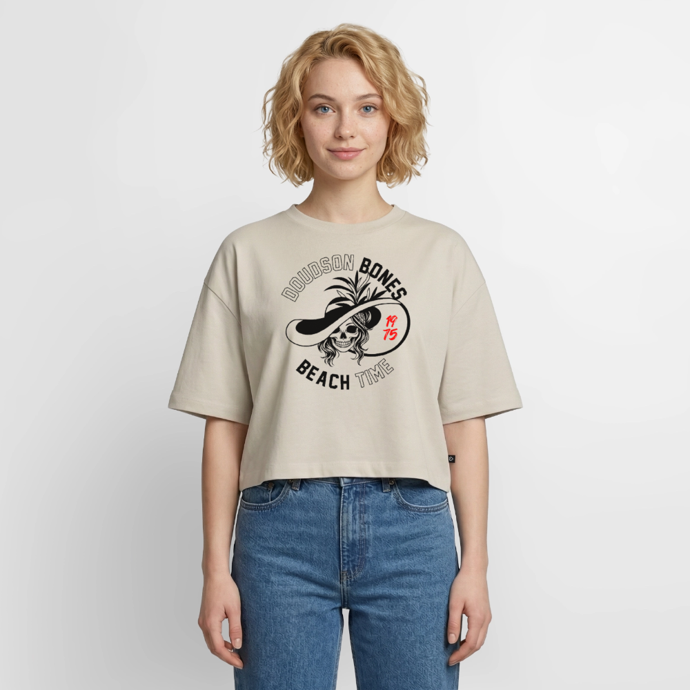 Bones - Beach time - Black - Crop top Premium bio Oversize - beige