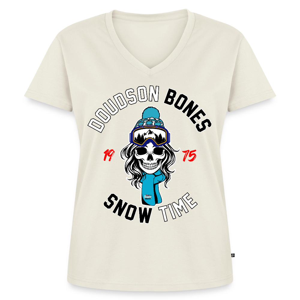 Bones - SNOW couleur - en V Premium bio Femme - blanc cassé