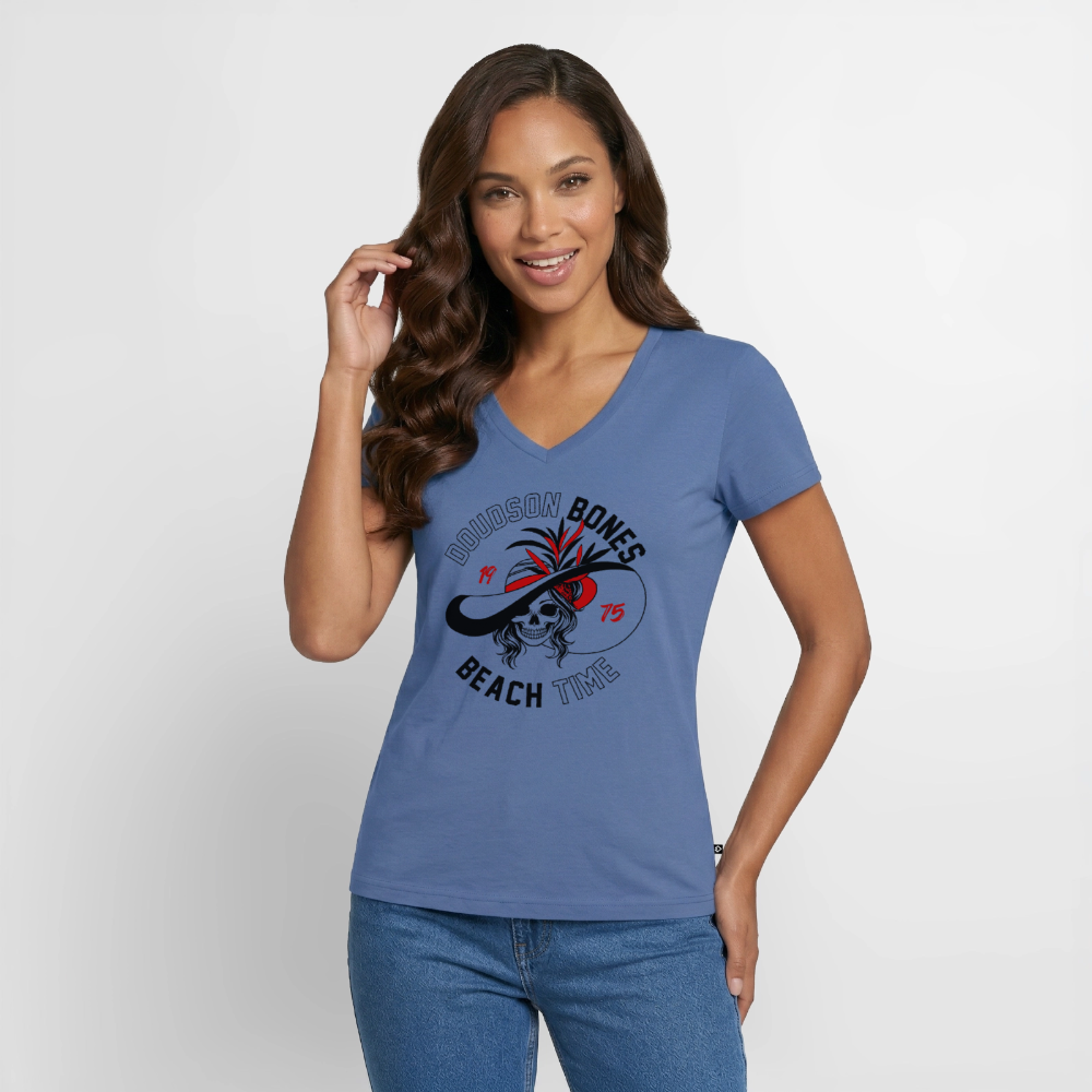 Bones - Beach time - T-shirt encolure en V Premium bio Femme - bleu pigeon