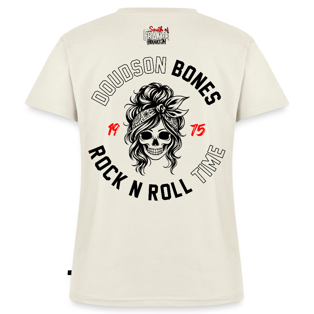 Bones - Rock and Roll - Black & White - en V Premium bio Femme - blanc cassé