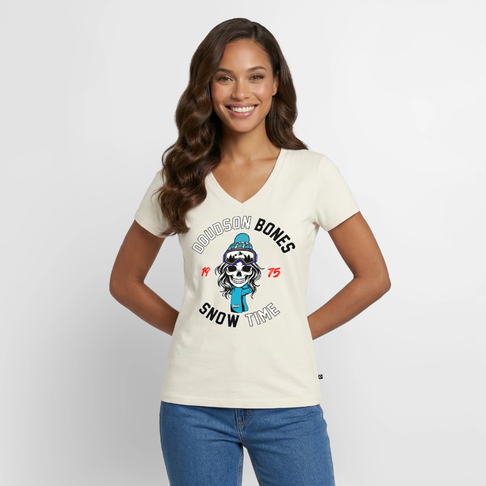 Bones - SNOW couleur - en V Premium bio Femme - blanc cassé