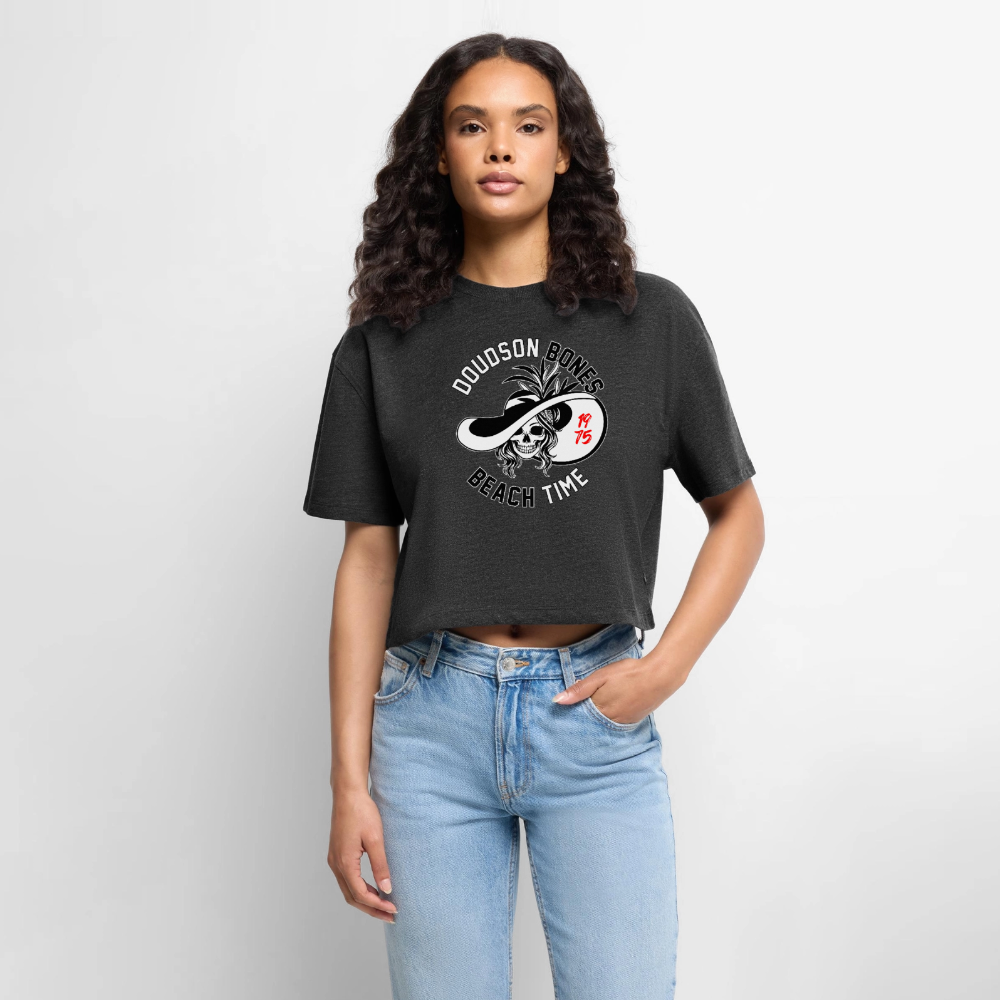 Bones - Beach Time - Black & White - Crop top Premium bio Oversize - anthracite chiné