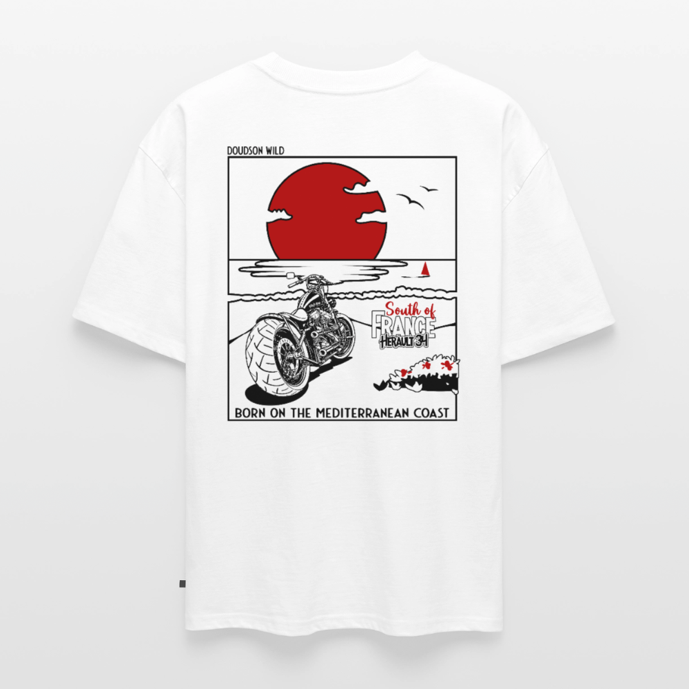 T-shirt Premium bio oversize Unisexe - DOUDSON WILD - Plage - blanc