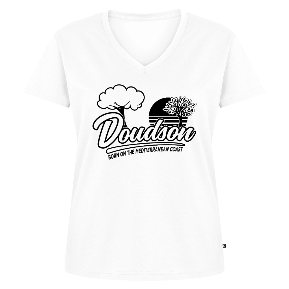 T-shirt moto femme Sport Glide col V – DOUDSON Factory Racing - blanc