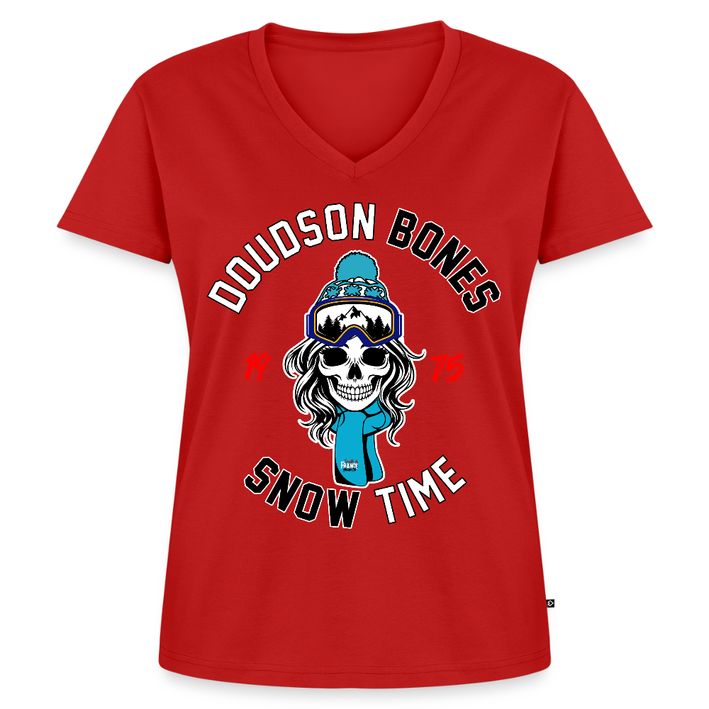 Bones - SNOW couleur - en V Premium bio Femme - rouge