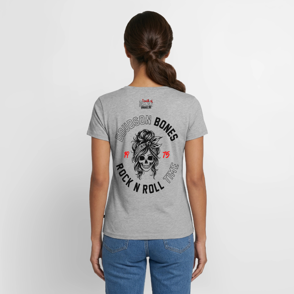 Bones - Rock and Roll - Black & White - en V Premium bio Femme - gris chiné