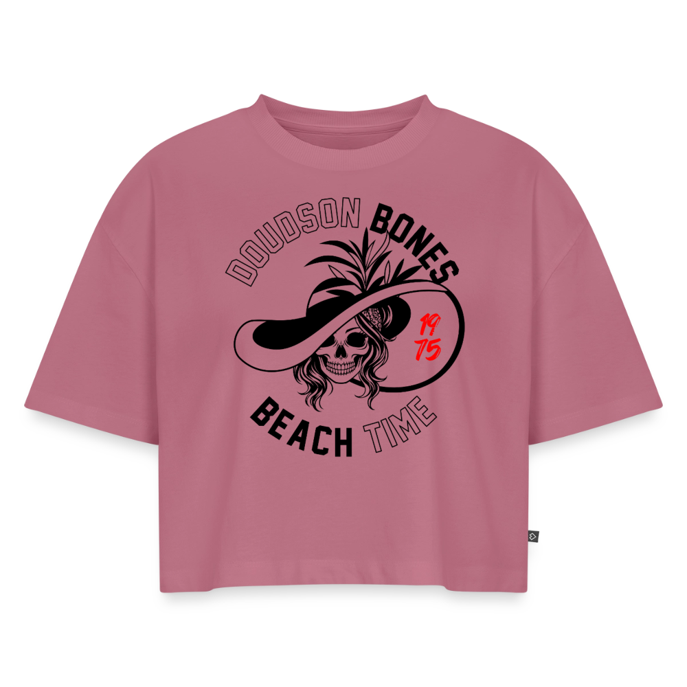 Bones - Beach time - Black - Crop top Premium bio Oversize - mauve