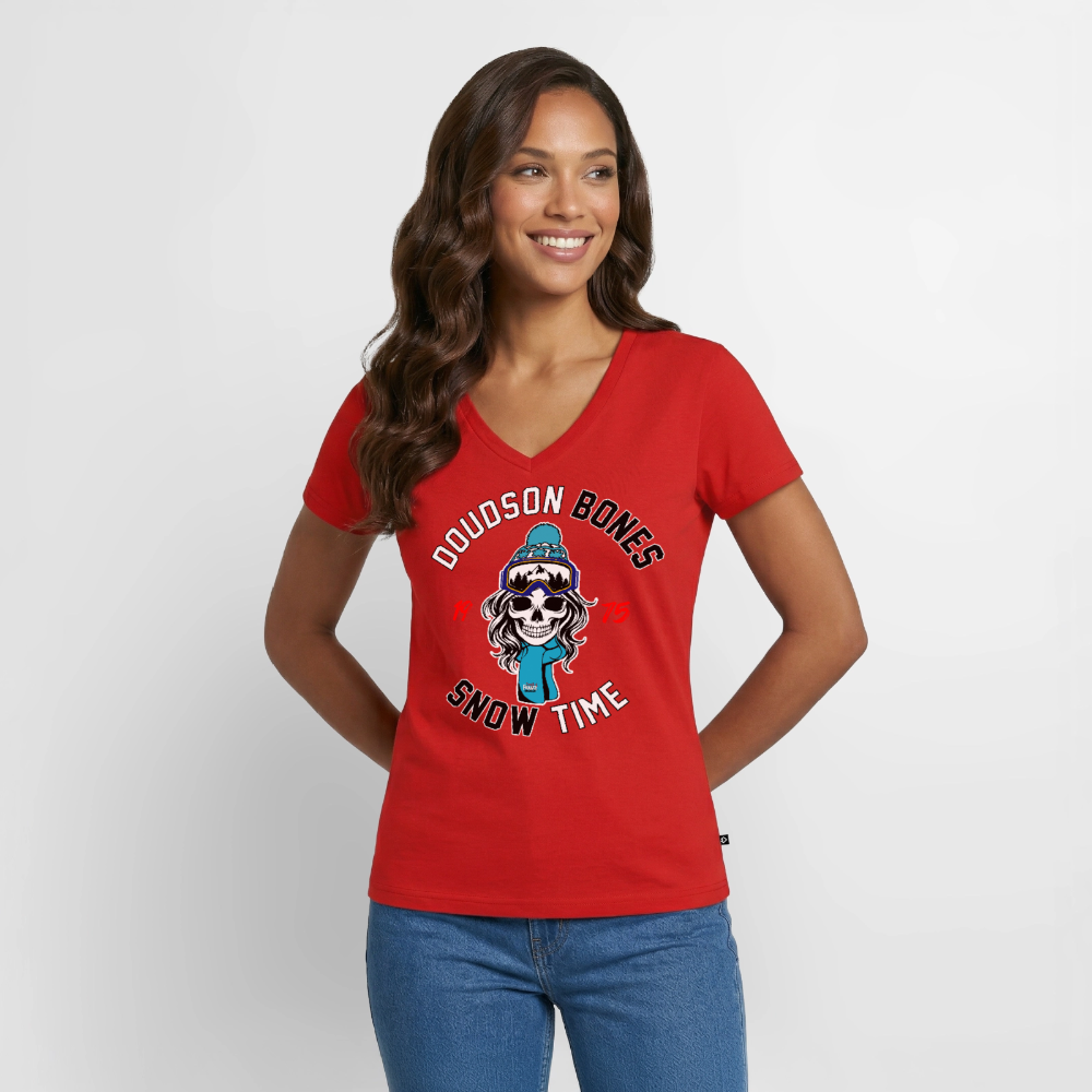 Bones - SNOW couleur - en V Premium bio Femme - rouge