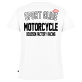 T-shirt moto femme Sport Glide col V – DOUDSON Factory Racing - blanc