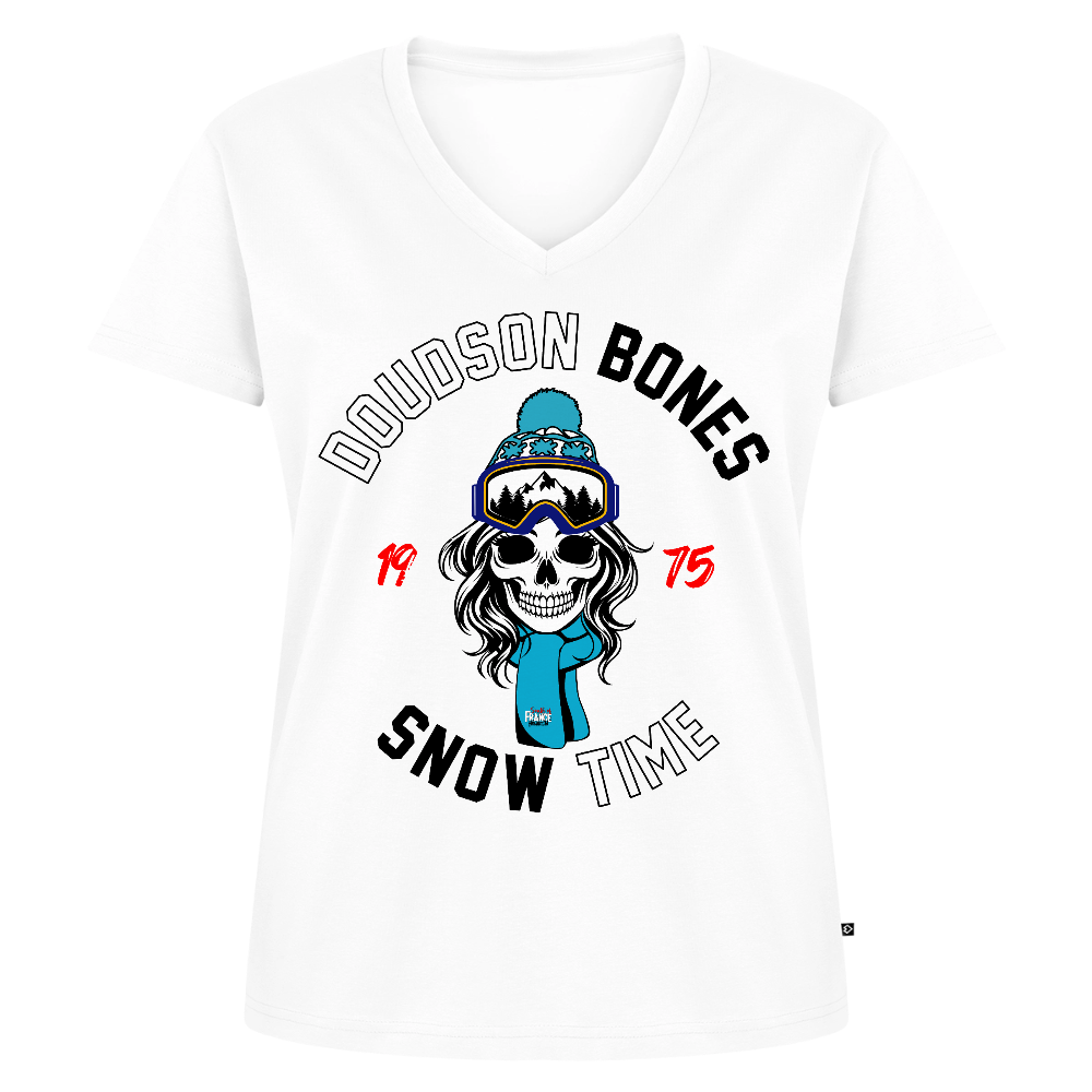 Bones - SNOW couleur - en V Premium bio Femme - blanc