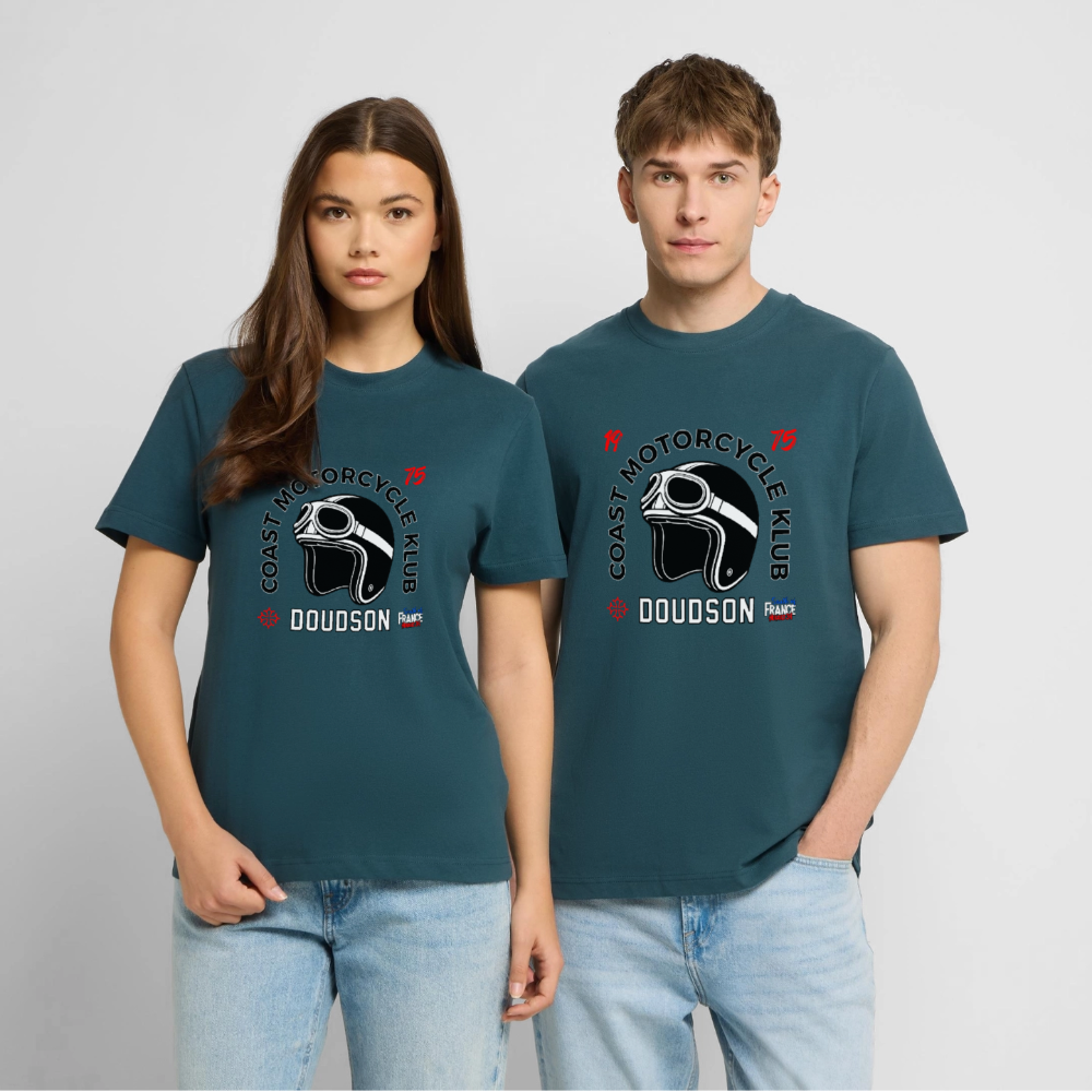T-shirt moto Coast Motorcycle Klub – DOUDSON - bleu pétrole foncé