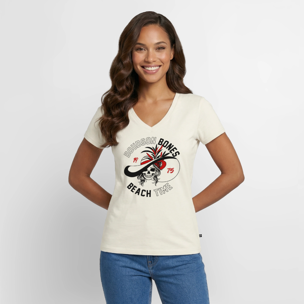 Bones - Beach time - T-shirt encolure en V Premium bio Femme - blanc cassé