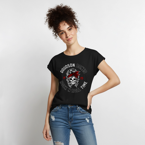 Bones - Rock'N'Roll - T-shirt à manches retroussées Femme - noir