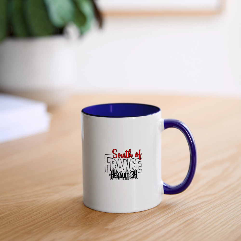 Mug panoramique contrasté et blanc - Droitier - blanc/bleu cobalt