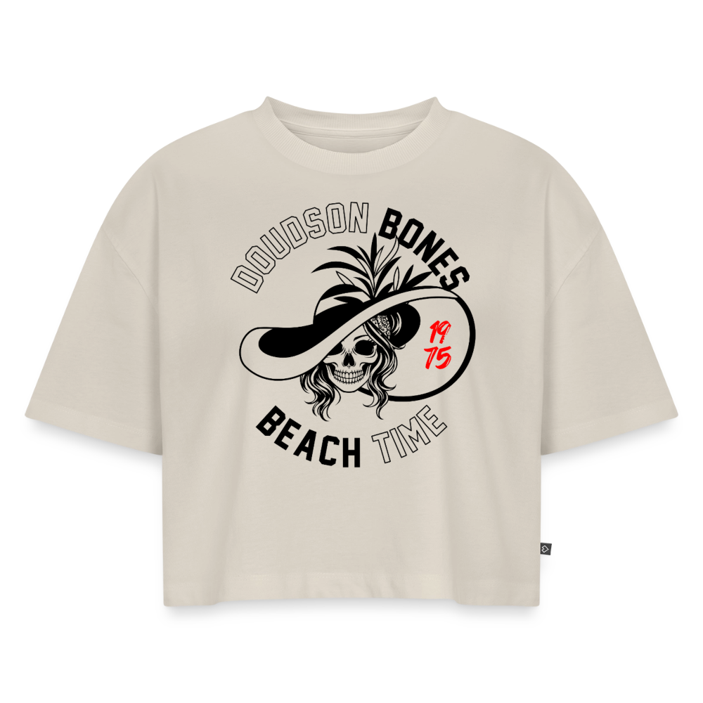 Bones - Beach time - Black - Crop top Premium bio Oversize - beige