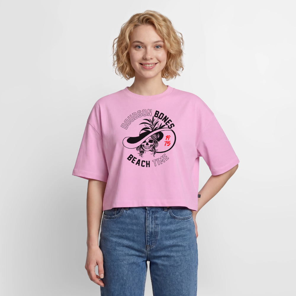 Bones - Beach time - Black - Crop top Premium bio Oversize - rose délavé