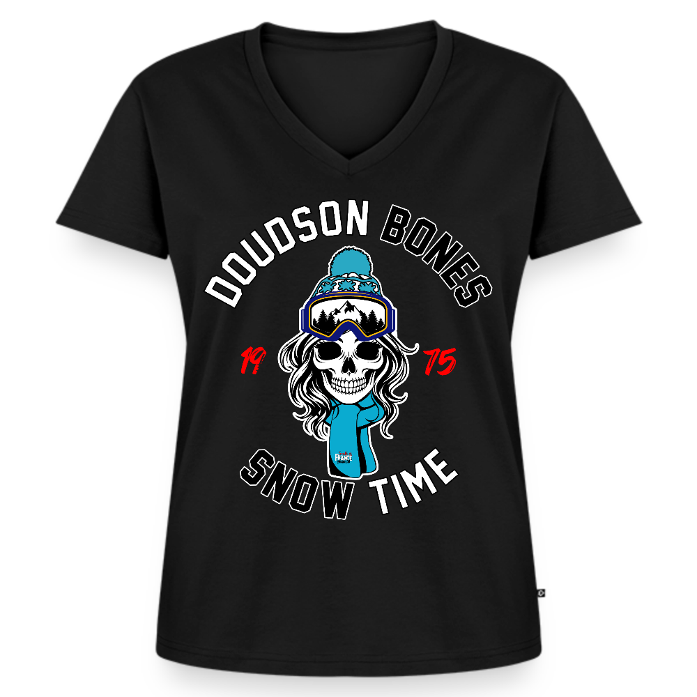 Bones - SNOW couleur - en V Premium bio Femme - noir