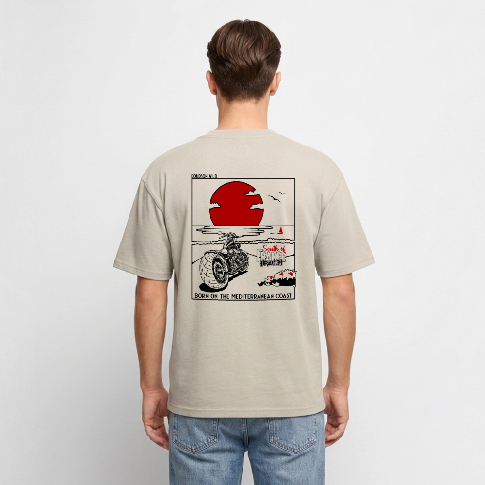 T-shirt Premium bio oversize Unisexe - DOUDSON WILD - Plage - beige