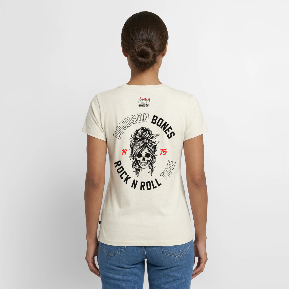 Bones - Rock and Roll - Black & White - en V Premium bio Femme - blanc cassé
