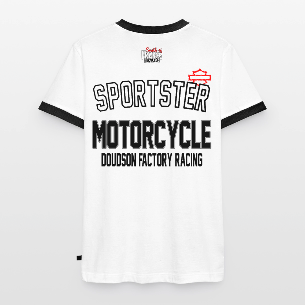 T-shirt moto Sportster contrasté DOUDSON Factory Racing porté