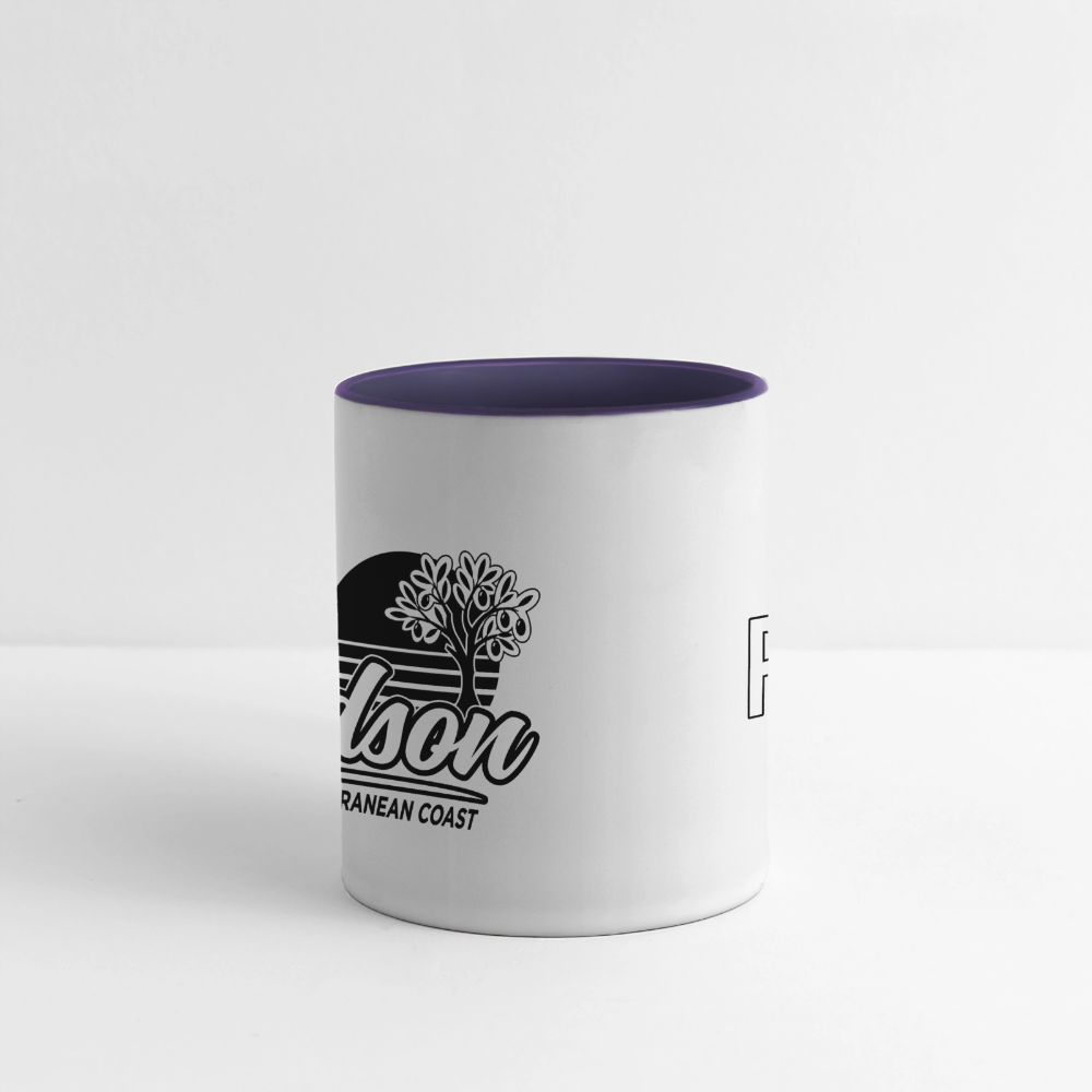 Mug panoramique contrasté et blanc - Droitier - blanc/bleu cobalt