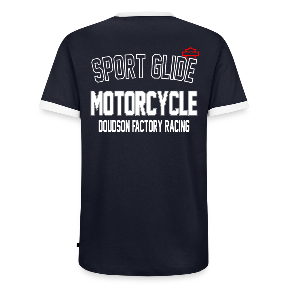 T-shirt moto Sport Glide contrasté – DOUDSON RIDER - marine/blanc 
