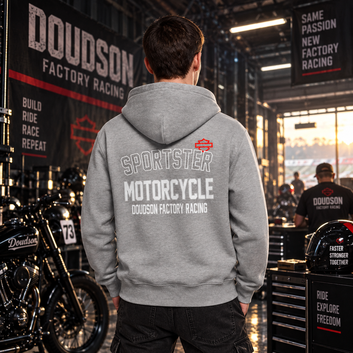 Veste à capuche moto Sportster – DOUDSON Factory Racing