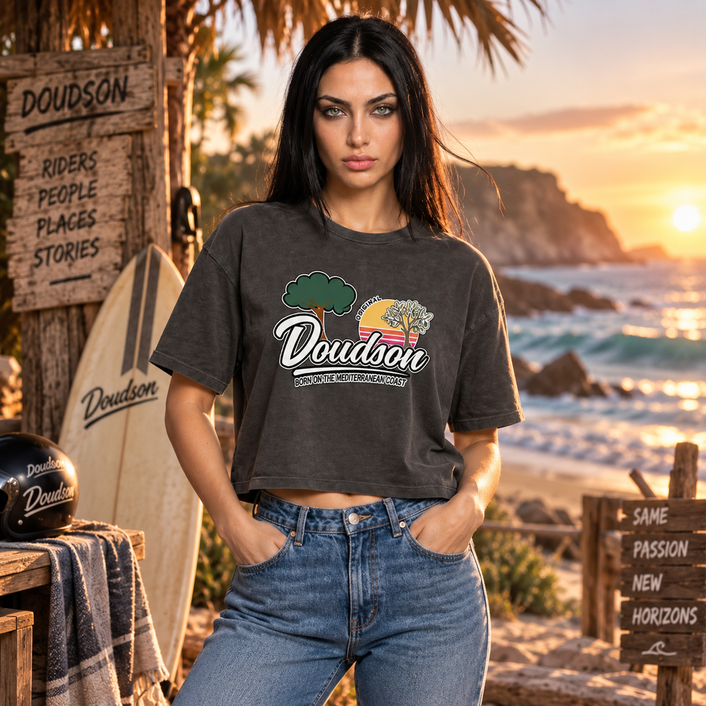 T-shirt femme DOUDSON Original Boxy Acid Wash porté