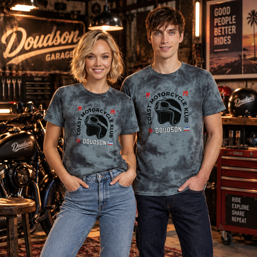 T-shirt moto Helmet Garage Tie-Dye DOUDSON RIDER