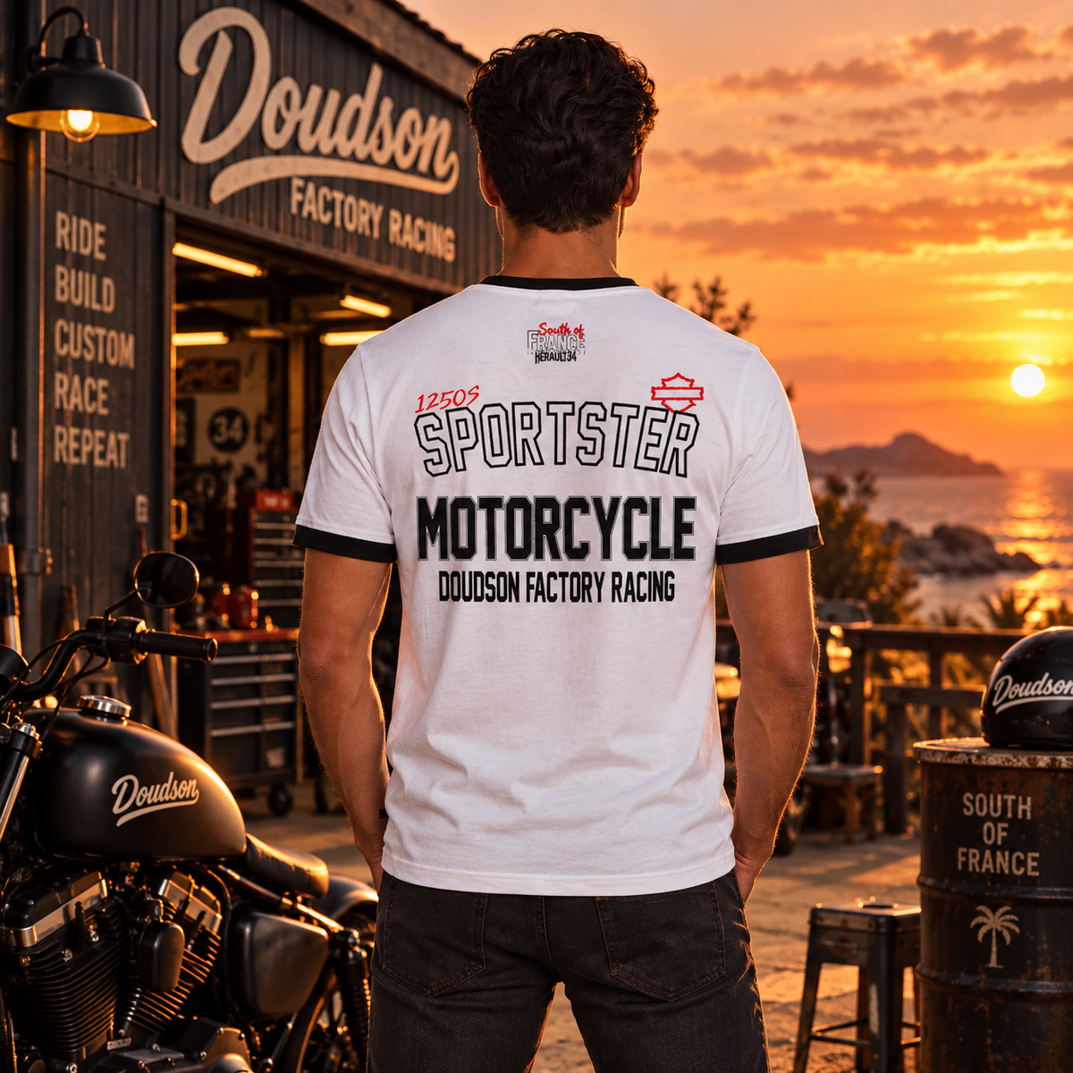 T-shirt moto Sportster 1250S contrasté – DOUDSON Factory Racing