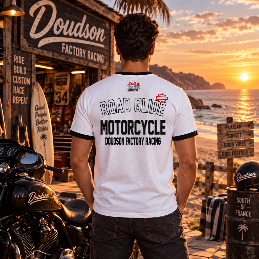 T-shirt moto Road Glide contrasté – DOUDSON Factory Racing