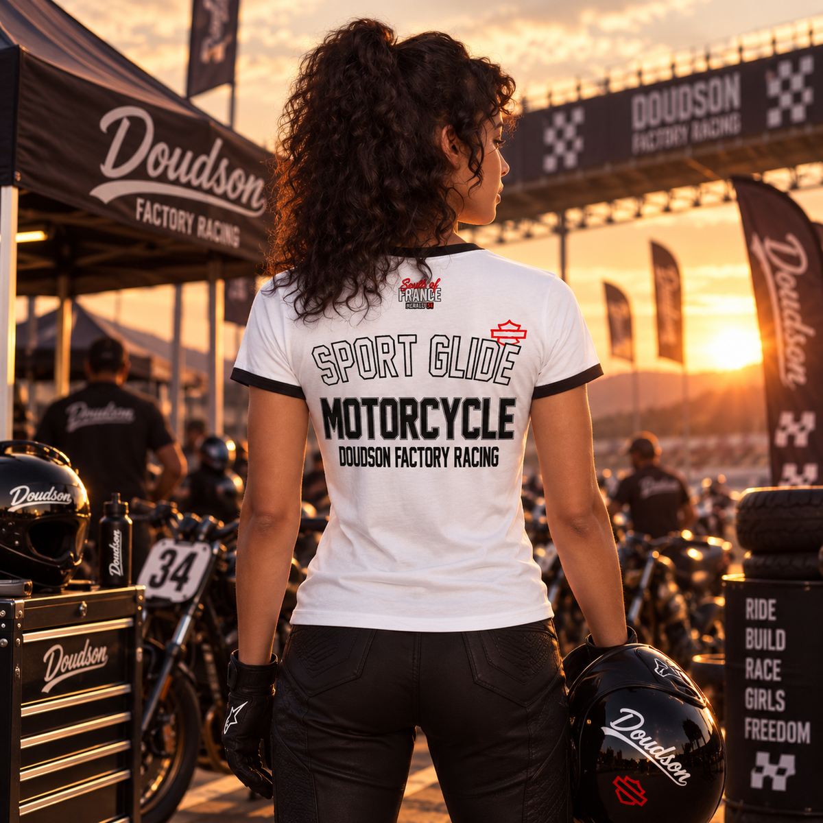 T-shirt moto femme Sport Glide contrasté DOUDSON Factory Racing